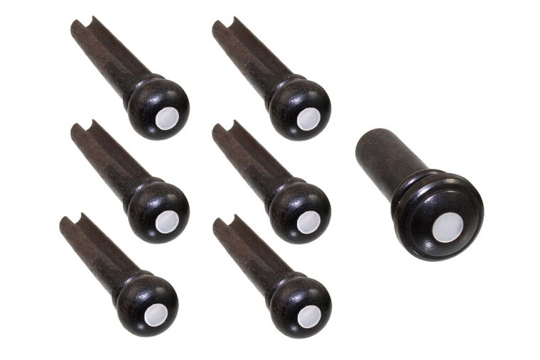 Allparts Ebony Bridge Pins with Mother of Pearl Dot