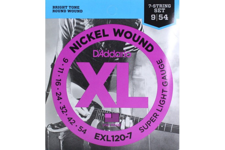 D'Addario EXL120-7 Nickel  Wound, Super Light, 7- String,  9-54
