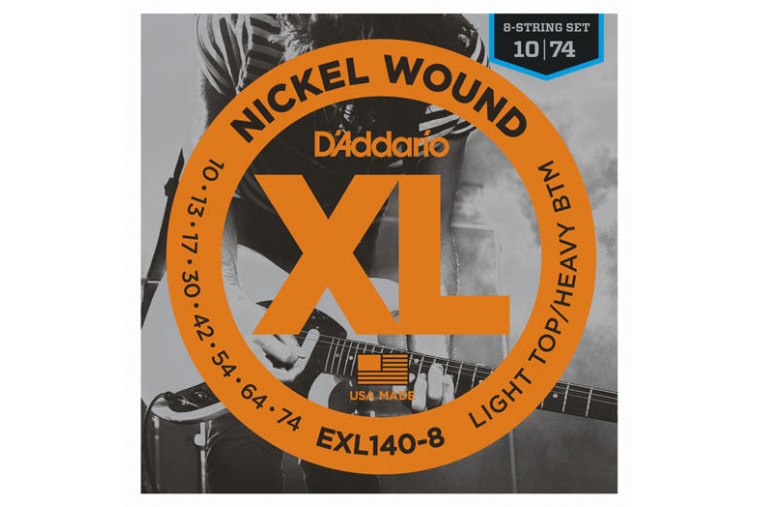 D'Addario EXL140-8 Nickel  Wound, Light Top, Heavy Botton, 10-74