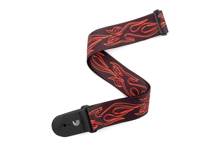 Planet Waves P20W1401 Woven Guitar Strap - Red Flames Pinstripe