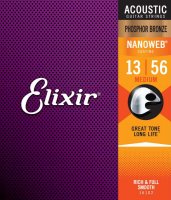 Elixir 16102 Nanoweb Phosphor Bronze Medium 13/56