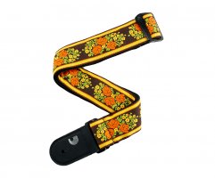 D'Addario Woven Guitar Strap Peace Love - BR/YL