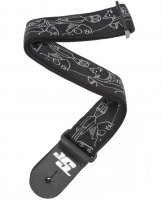 D'Addario 50JS05 Joe Satriani Guitar Strap - Silver Sketches