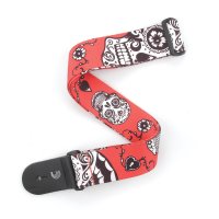 D'Addario P20W1414 Woven Guitar Strap - Sugar Skulls Red