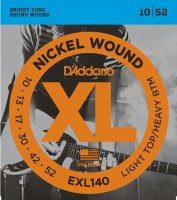 D'Addario EXL140 Nickel Wound, Light Top Heavy Bottom, 10-52