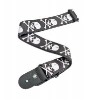 D'Addario 50H01 Woven Guitar Strap - Skull and Cross Bone