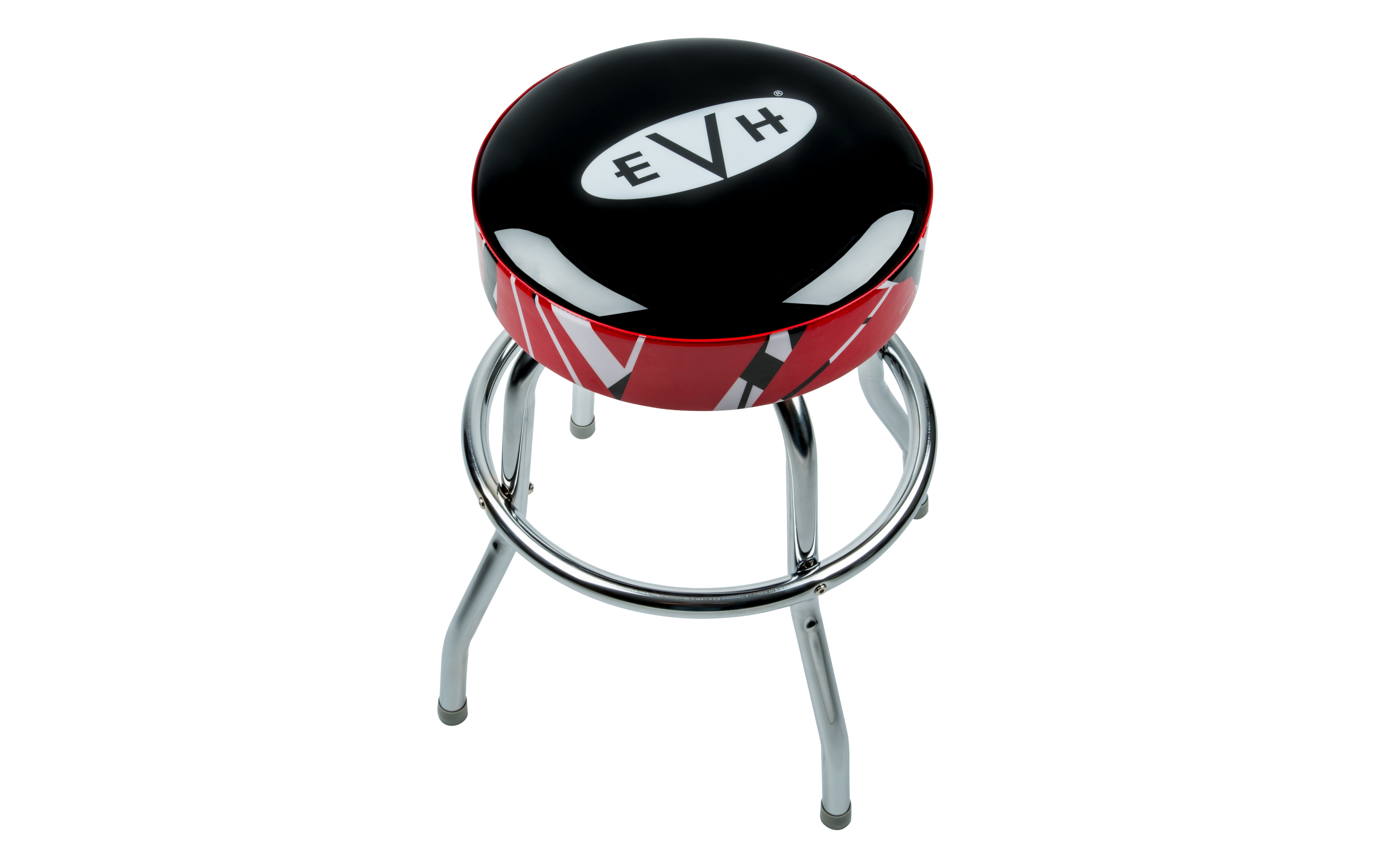 EVH Logo Bar Stool with Striped Trim Gino Guitars