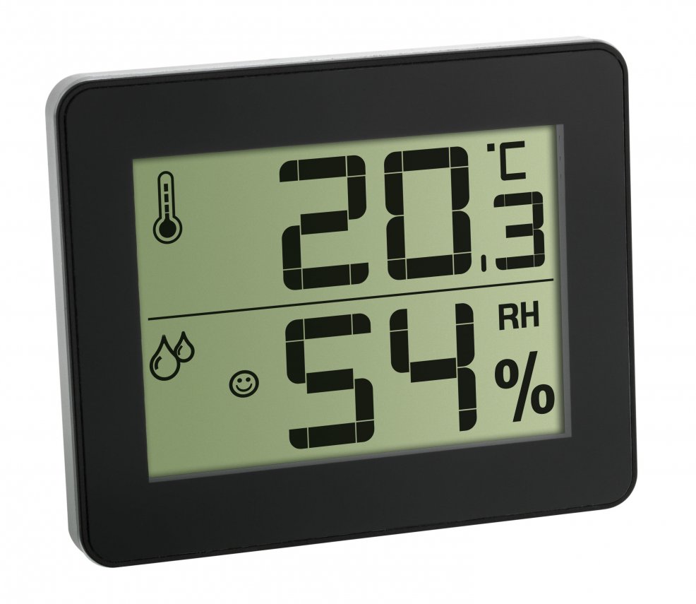 TFA Digital Thermo-Hygrometer Flat Design - BK - Click Image to Close