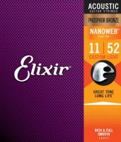 Elixir 16027 Nanoweb Phosphor Bronze Custom Light 11/52