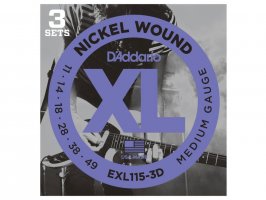 D'Addario EXL115-3D Nickel Wound, Blues, Jazz Rock, 11-49