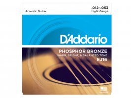 D'Addario EJ16 Phosphor Bronze, Light, 12-53