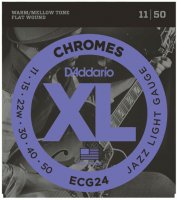 D'Addario ECG24 XL Chromes, Flat Wound, Jazz Light, 11-50