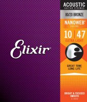 Elixir 11002 Nanoweb 80/20 Bronze Extra Light 10/47
