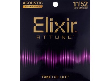 Elixir 21027 ATTUNE Phosphor Bronze Custom Light 11/52