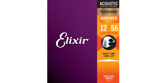 Elixir 16077 Nanoweb Phosphor Bronze Light/Medium 12/56