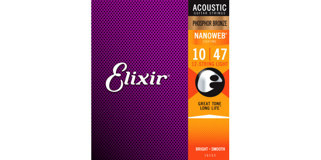Elixir 16152 Nanoweb Phosphor Bronze Light 12-Strings 10/47