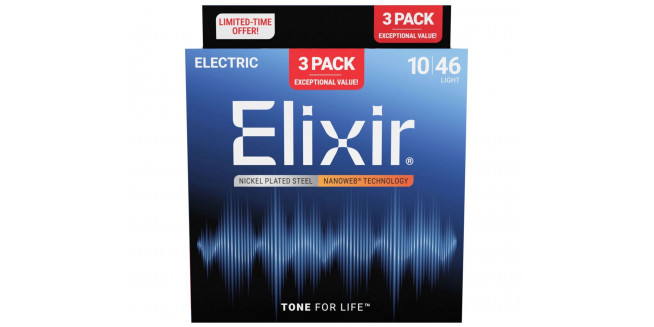 Elixir 16567 Nanoweb Electric Light 10/46 3-Pack