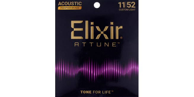 Elixir 21027 ATTUNE Phosphor Bronze Custom Light 11/52 Elixir 21027 ATTUNE Phosphor Bronze Custom Light 11/52