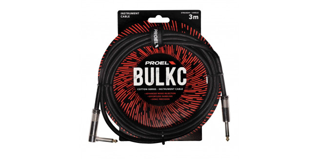 Proel Cotton Series Instrument Cable Angled - 3m - BK
