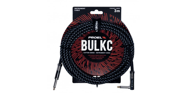 Proel Cotton Series Instrument Cable Angled - 3m - LB