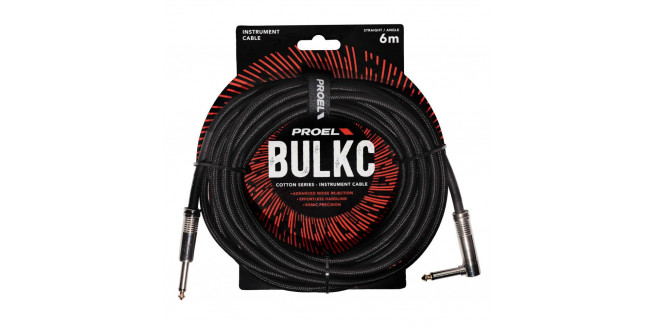 Proel Cotton Series Instrument Cable Angled - 6m - BK