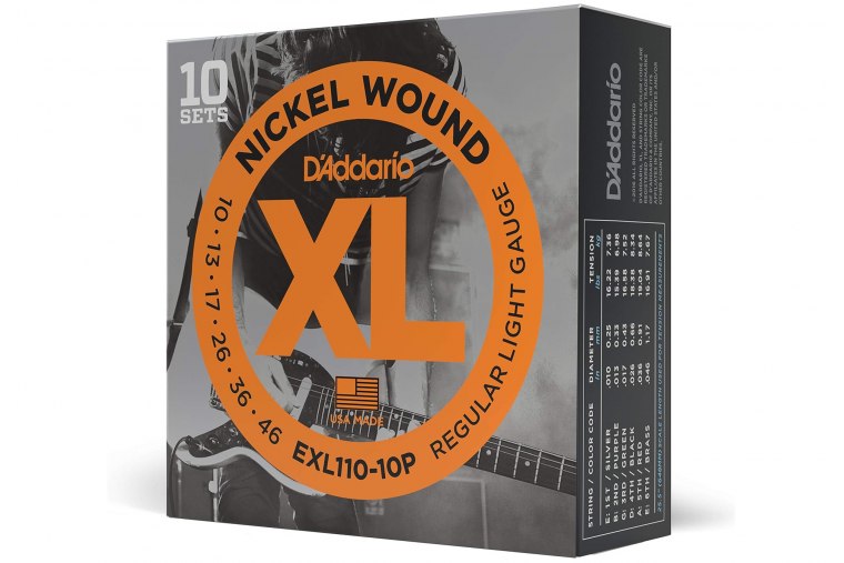 D'Addario EXL110-10P Nickel Wound, Regular Light, 10-46, 10-Pack