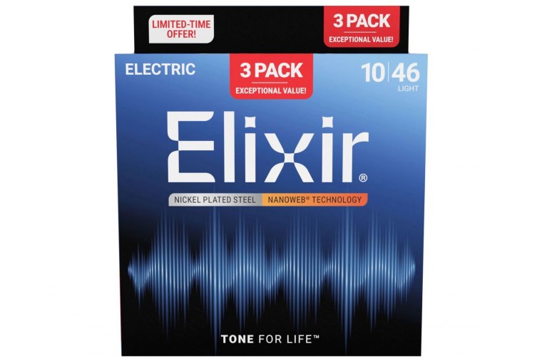 Elixir 16567 Nanoweb Electric Light 10/46 3-Pack