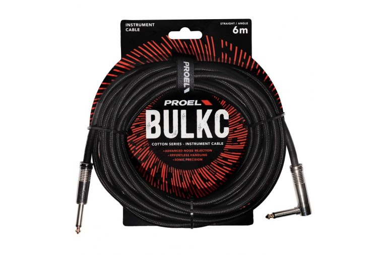 Proel Cotton Series Instrument Cable Angled - 6m - BK