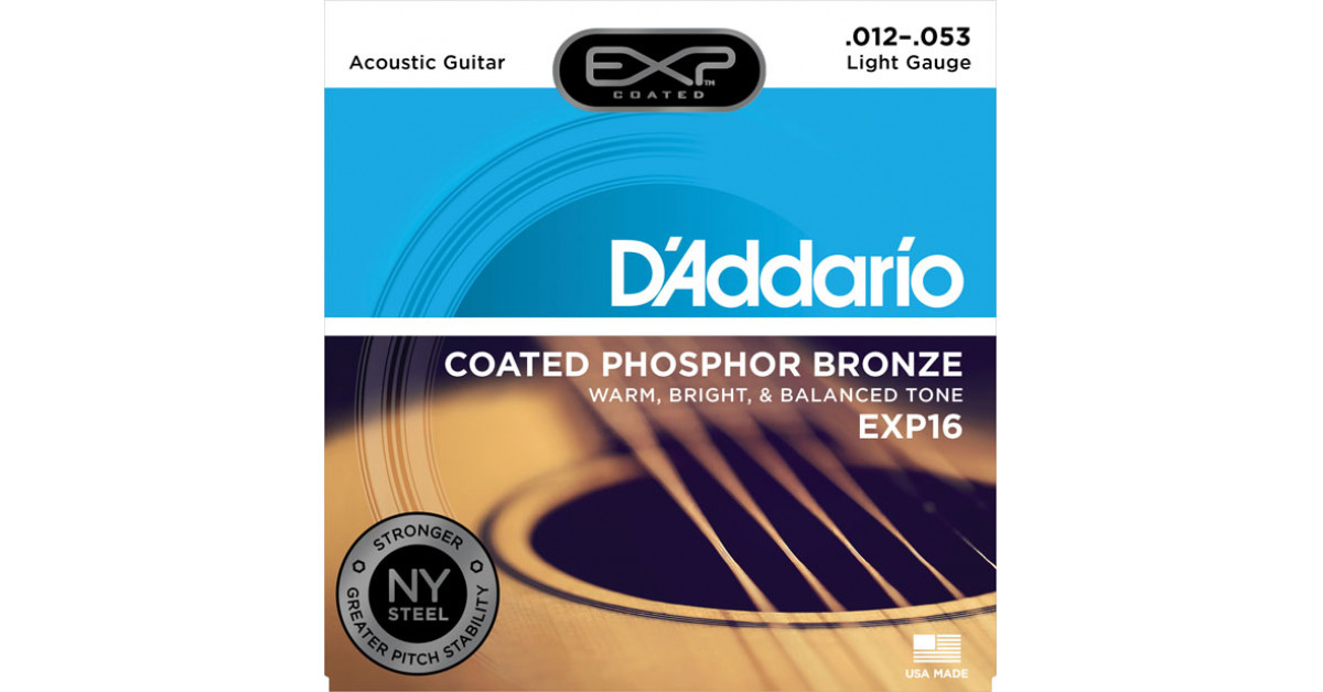 D'Addario EXP16 Coated Phosphor Bronze, Light, 12-53 | Gino Guitars