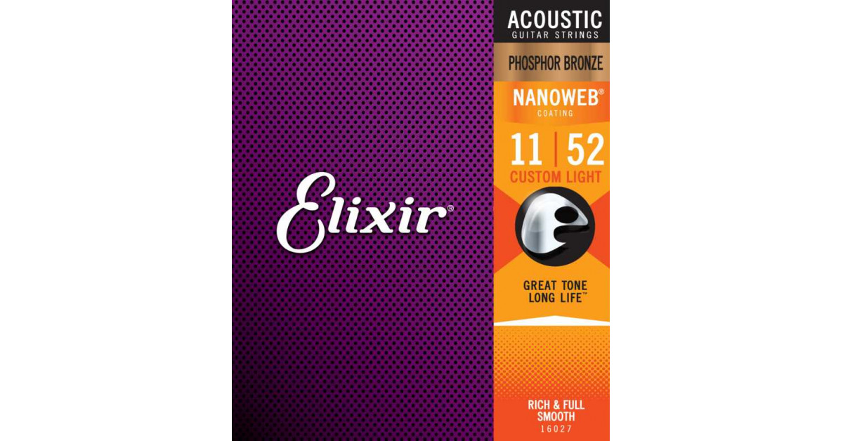 Elixir 16027 Nanoweb Phosphor Bronze Custom Light 11/52 Gino Guitars