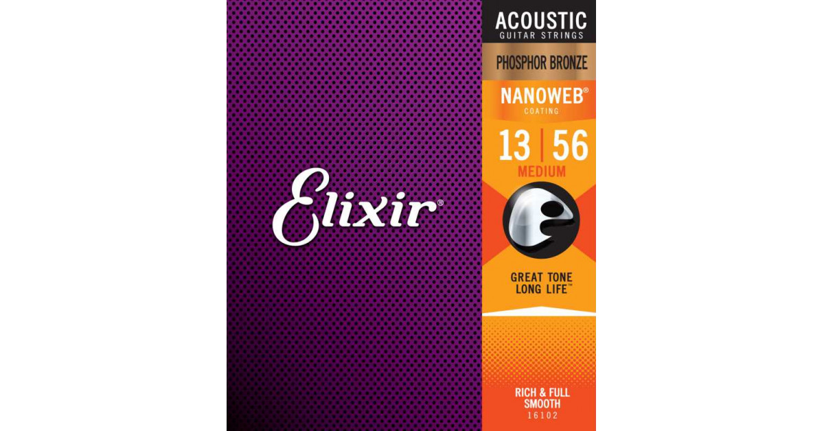 Elixir 16102 Nanoweb Phosphor Bronze Medium 13/56 | Gino Guitars