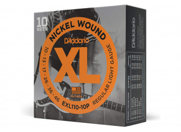 D'Addario EXL110-10P Nickel Wound, Regular Light, 10-46, 10-Pack