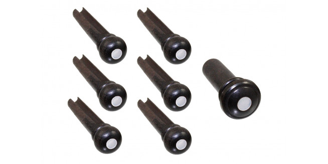 Allparts Ebony Bridge Pins with Mother of Pearl Dot