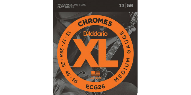 D'Addario ECG26 XL Chromes, Flat Wound, Medium, 13-56