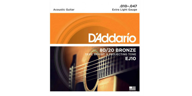 D'Addario EJ10 80/20 Bronze, Extra Light, 10-47