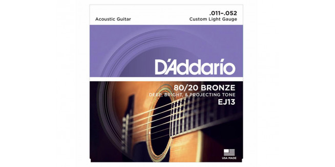 D'Addario EJ13 80/20 Bronze, Custom Light, 11-52