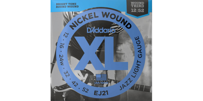 D'Addario EJ21 Nickel Wound, Jazz Light Gauge, 12-52