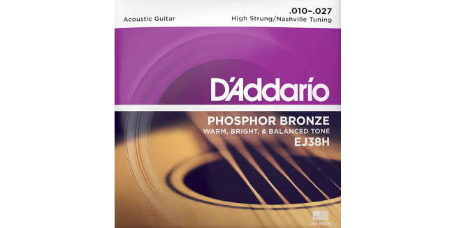 D'Addario EJ38H Phosphor Bronze, High Strung/Nashville Tuning, 10-27