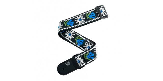 D'Addario Woven Guitar Strap Peace Love - BK/BL