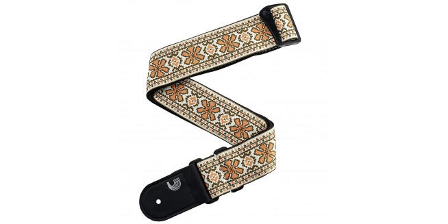 D'Addario Woven Guitar Strap Peace Love - BR/PK