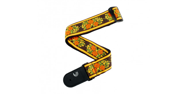 D'Addario Woven Guitar Strap Peace Love - BR/YL