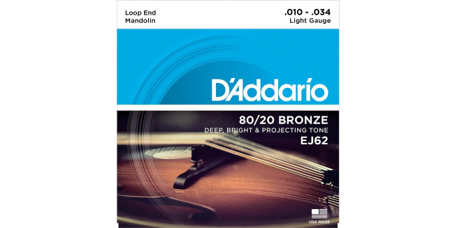 D'Addario EJ62 80/20 Bronze, Mandolino, 10-34
