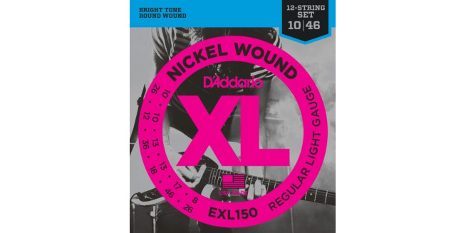 D'Addario EXL150 Nickel  Wound, 12-Strings, Regular Light, 10-46