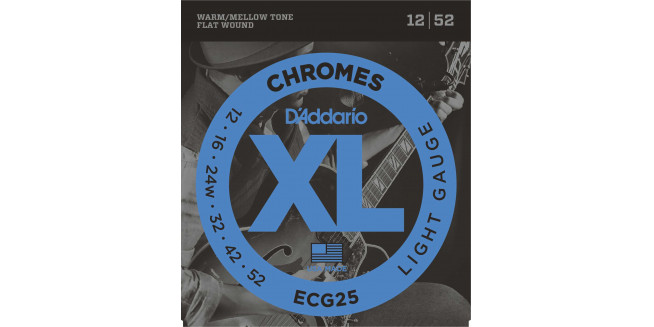 D'Addario ECG25 XL Chromes, Flat Wound, Light, 12-52