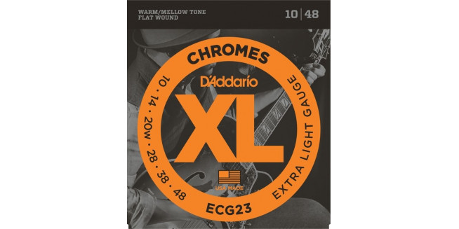 D'Addario ECG23 XL Chromes, Flat Wound, Extra Light, 10-48