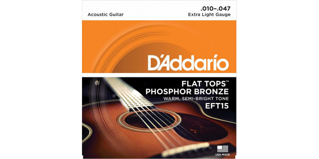 D'Addario EFT15 Flat Tops Phosphor Bronze, Extra Light, 10-47
