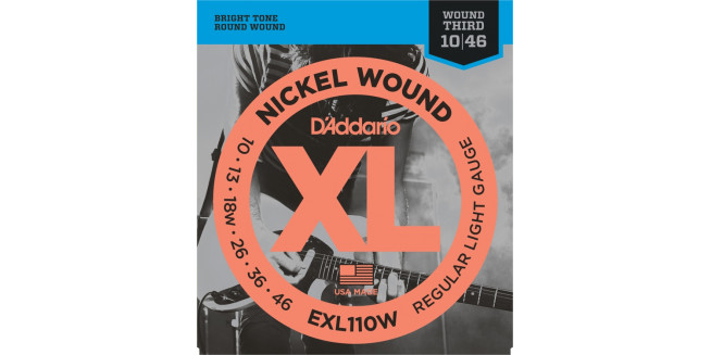 D'Addario EXL110W Nickel Wound, Regular Light, Wound 3rd, 10-46