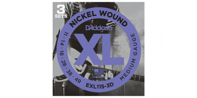 D'Addario EXL115-3D Nickel  Wound, Blues, Jazz Rock, 11-49