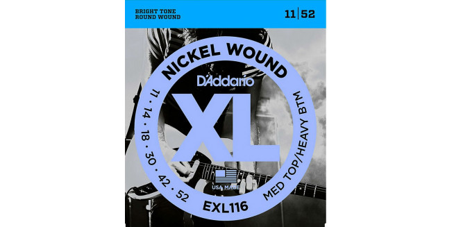 D'Addario EXL116 Nickel  Wound, Medium Top, Heavy Bottom, 11-52