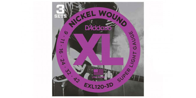 D'Addario EXL120-3D  Nickel Wound, Super Light, 9-42